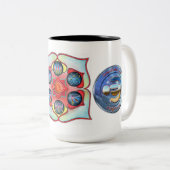 Het symbool van de vreedzame gebaar tweekleurige koffiemok (Voorkant rechts)