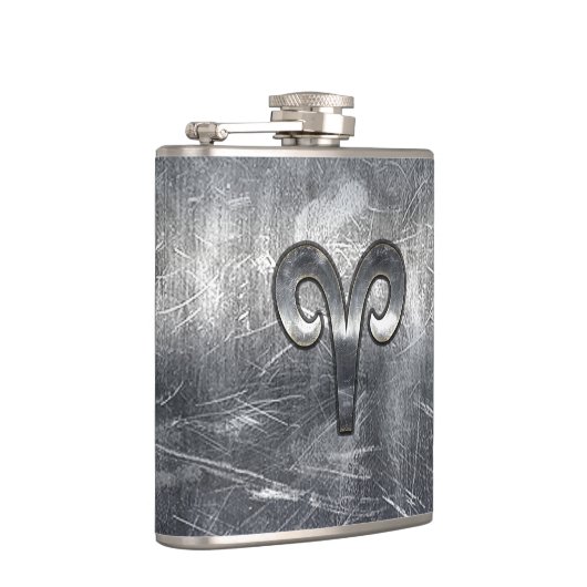 Het Symbool van de Zodiek van de groeven in Zilver Heupfles (Rechts)