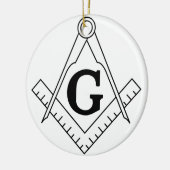 Het symbool voor de vierkant en de kompassen voor  keramisch ornament (Links)