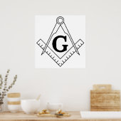 Het symbool voor de vierkant en de kompassen voor poster (Keuken)