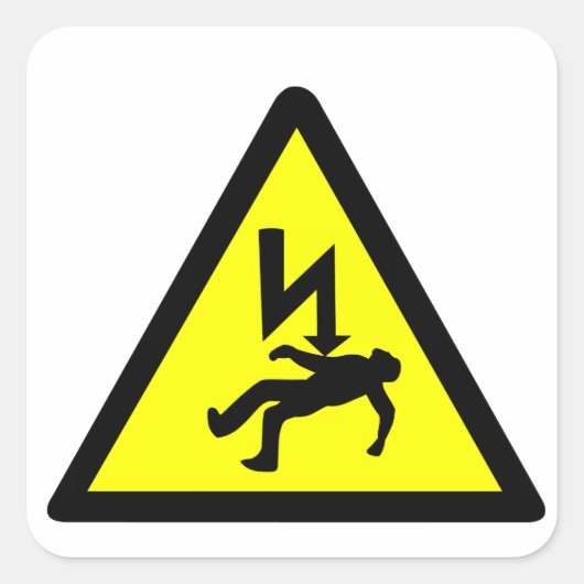 Het symbool voor gevaar van elektrische schokken vierkante sticker (Voorkant)