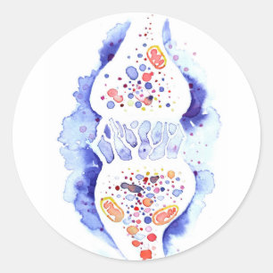Het synapse en het zenuwimpulscanvas drukken rou a ronde sticker