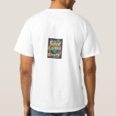 Het T-shirt is ontworpen met de tekst "Save Earth' (Achterkant)