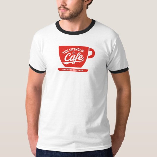 Het T-shirt van de katholieke Mok Cafe (Voorkant)