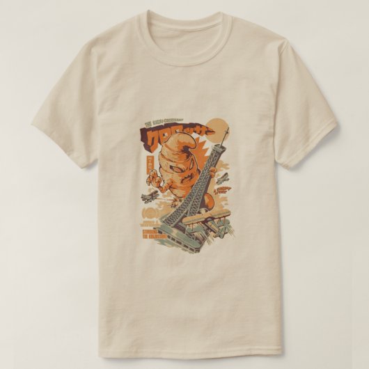 Het T-shirt van het Kaiju Croissant Effel Paris (Design voorkant)