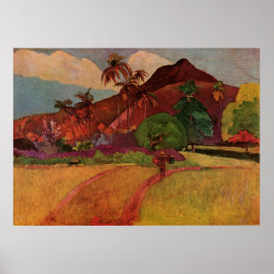Het Tahitiaanse landschap van Paul Gauguin (1893) Poster