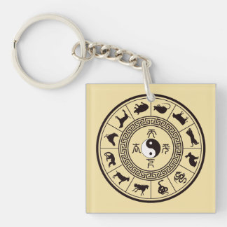 Het Tai Chi Zodiac Wiel Sleutelhanger