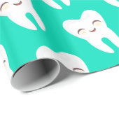 Het Tandpatroon van de klap op Blauwgroen Verpakke Cadeaupapier (Rol Hoek)