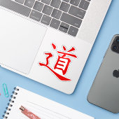 Het Tao of Dao symbool (rood) Sticker (Laptop met iPhone)