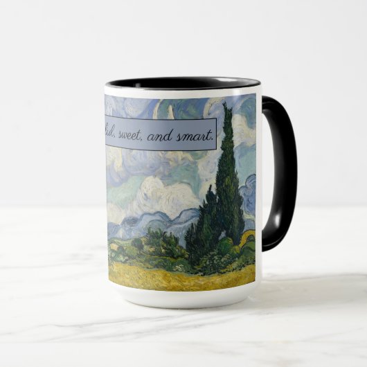 Het tarweveld van Vincent van Gogh met cipressen: Mok (Voorkant rechts)