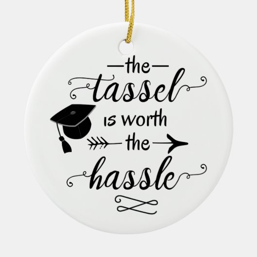 Het tassel is de moeite waard keramisch ornament (Voorkant)