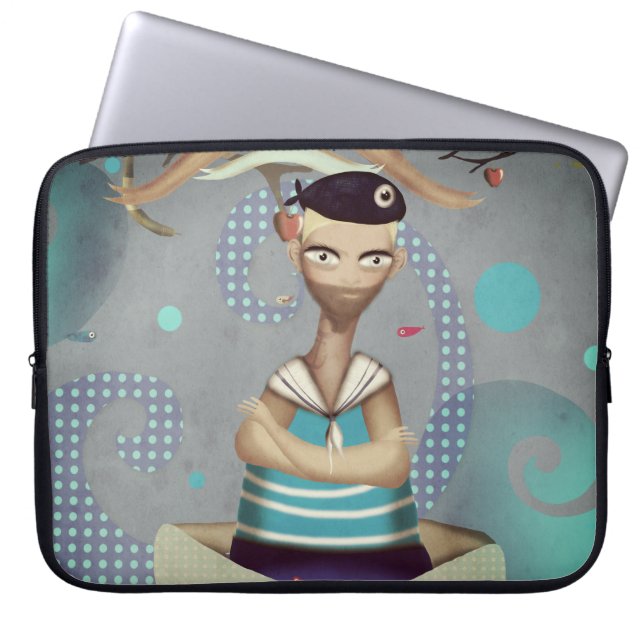 Het tattoo van de zeelieden het zee dat de wereld  laptop sleeve (Voorkant)