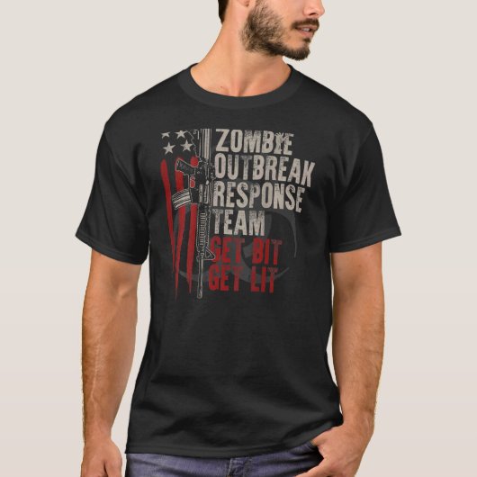Het team van de Amerikaanse vlag Zombie Outbreak v T-shirt (Voorkant)