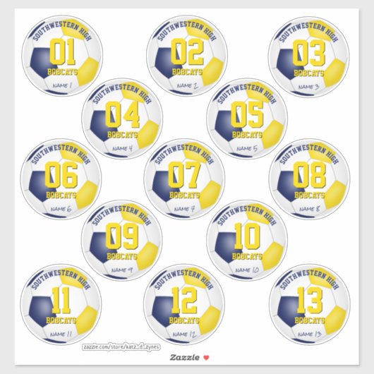 het team van de blauwe gouden voetbalwedstrijd bie sticker (Vel)