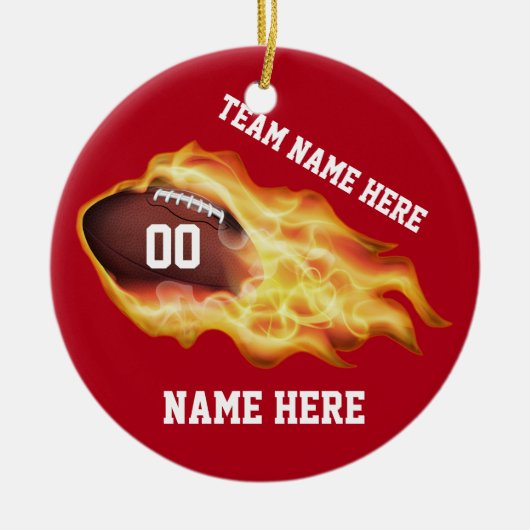 Het Team van het football geeft Gepersonaliseerd, Keramisch Ornament (Voorkant)