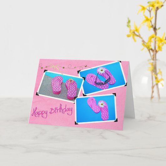 Het Teenslipper van de verjaardag Kaart (Gele Bloem)