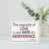 Het tegenovergestelde van liefde is ongelijk briefkaart (Staand voorkant)