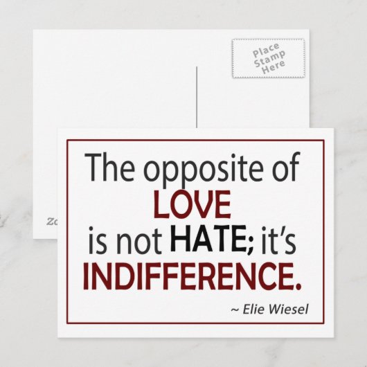 Het tegenovergestelde van liefde is ongelijk briefkaart (Voorkant / Achterkant)