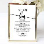 Het Teken Rustic Chic Calligraphy van het Open Bar Poster<br><div class="desc">Het Teken Rustic Chic Calligraphy van het Open Bar Menu van het huwelijk</div>