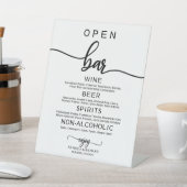 Het Teken Rustic Chic Calligraphy van het Open Bar Reclamebord Met Voetstuk (Insitu)