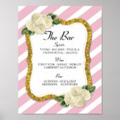 Het teken van de Bar Event Stripe Pink Wedding Rec Poster (Voorkant)