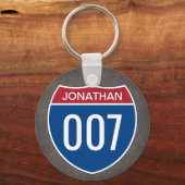 Het Teken van de staat met jouw tekst en Aantal Sleutelhanger (Voorkant)