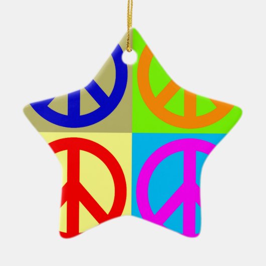 Het Teken van de Vrede van het Pop-art van vier Keramisch Ornament (Voorkant)