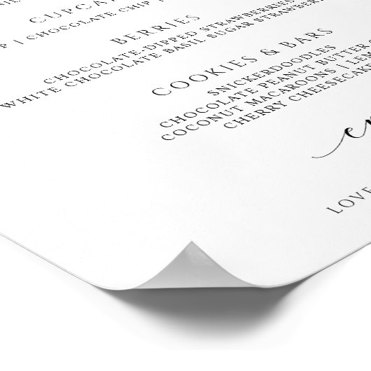 Het Teken van het Menu van de Desserts van het huw Poster (Hoek)