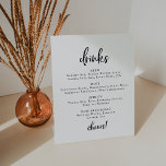 Het Teken van het Menu van de Drinken van de Biede Reclamebord Met Voetstuk<br><div class="desc">Dit netjesmenu van de drink van het ritsscript is perfect voor een landbruiloft. Het eenvoudige en moderne zwarte en witte ontwerp biedt unieke, witte, handgeschreven kalligrafie met een moderne, minimalistische stijl. in elke kleur. Houd het ontwerp minimaal en simplistisch, zoals het is, of personaliseer het door uw eigen grafiek en...</div>