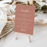 Het Teken van het Menu van de Drinken van het Wedd Poster<br><div class="desc">Dit kalligrafie-teken van de terracotta bruiloft drink het menu perfect voor een ritueel huwelijk. Het eenvoudige en elegante ontwerp kenmerkt klassieke en fancy manuscripttypografie.</div>