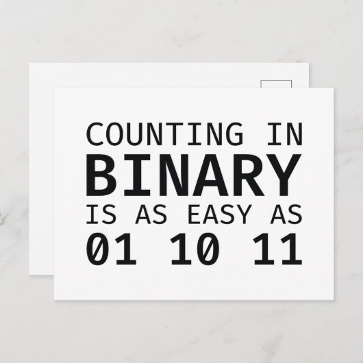 Het tellen in Binair getal Briefkaart (Voorkant / Achterkant)
