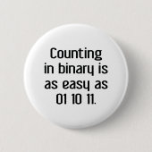 Het tellen in Binair getal Ronde Button 5,7 Cm (Voorkant)