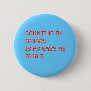 Het tellen in Binair getal Ronde Button 5,7 Cm