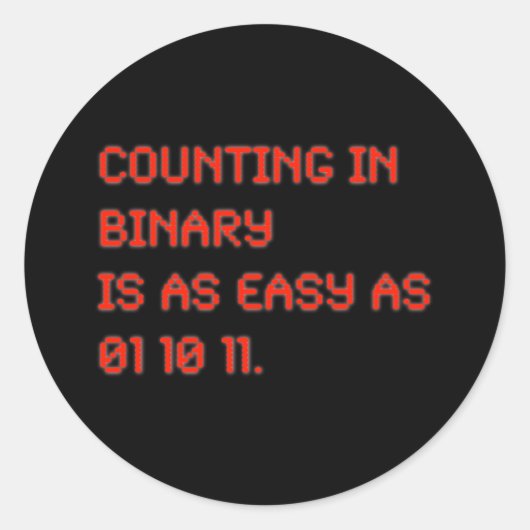 Het tellen in Binair getal Ronde Sticker (Voorkant)
