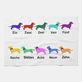 Het tellen van de Duitse Dachshunds keukenhanddoek