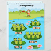 Het tellen van de kikkers werkblad voor kinderen (Voorkant / Achterkant)