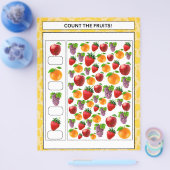HET TELLEN VAN DE VRUCHTEN WERKBLAD VOOR KINDEREN FLYER (Enkel)