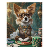 Het tellen van Kaarten, Steampunk Chihuahua Poker  Perfect Poster (Voorkant)