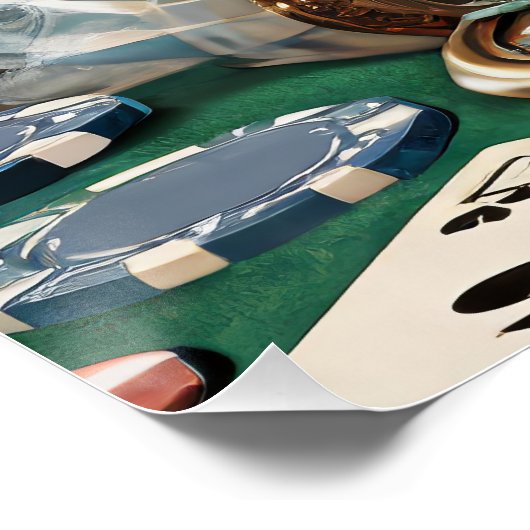 Het tellen van Kaarten, Steampunk Chihuahua Poker  Perfect Poster (Hoek)