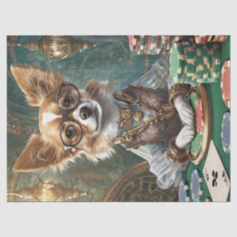 Het tellen van Kaarten, Steampunk Chihuahua Poker  Tissuepapier