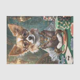 Het tellen van Kaarten, Steampunk Chihuahua Poker Tissuepapier