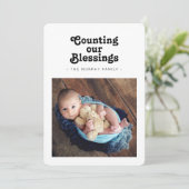 Het tellen van ons kerstfeest feestdagenkaart (Staand voorkant)