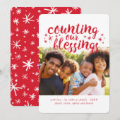 Het tellen van onze Blessings Holiday Fotokaart Feestdagenkaart (Voorkant / Achterkant)