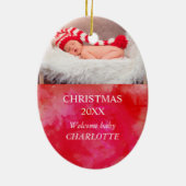 Het tellen van onze zegeningen Foto Waterverf Kers Keramisch Ornament (Achterkant)