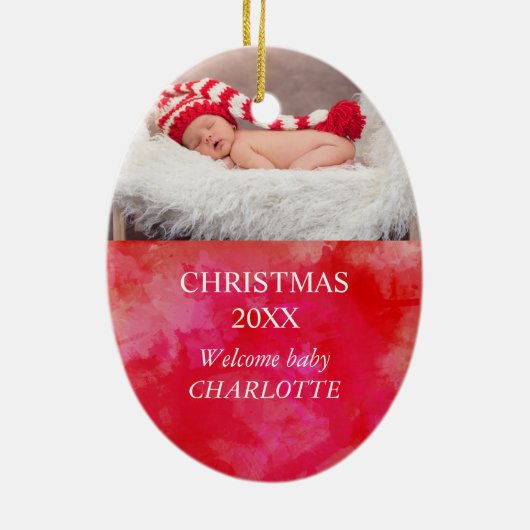 Het tellen van onze zegeningen Foto Waterverf Kers Keramisch Ornament (Achterkant)