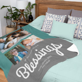 Het tellen van onze zegeningen | Gezinsfotocollage Fleece Deken