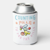 Het tellen van Pillen om de apotheek van Bills te  Blikjeskoeler (Blikje Achterkant)