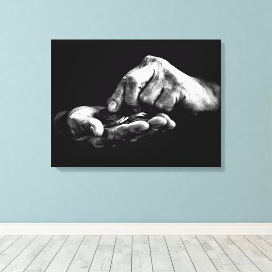 Het tellen van Zwarte Witte  Tekening van de Hande Canvas Afdruk (Insitu (Houten vloer))