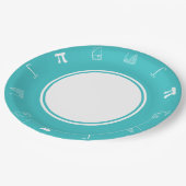 Het telt op in turquoise papieren bord (Gekanteld)