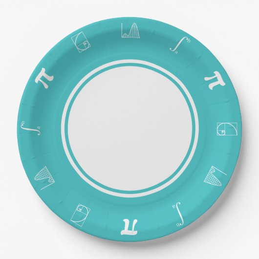 Het telt op in turquoise papieren bord (Voorkant)